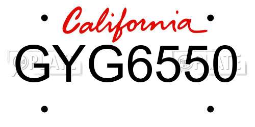 GYG6550 California License Plate