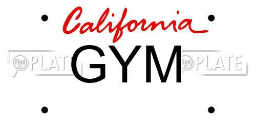 GYM California License Plate