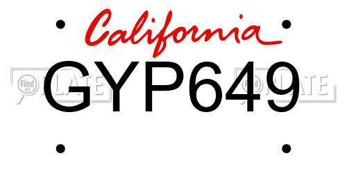 GYP649 California License Plate