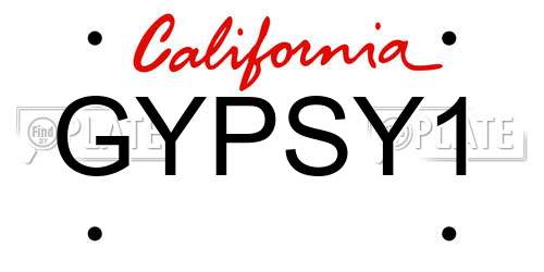 GYPSY1 California License Plate