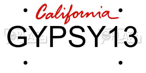 GYPSY13 California License Plate
