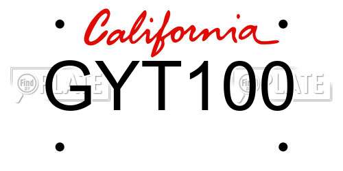 GYT100 California License Plate