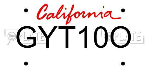 GYT10O California License Plate