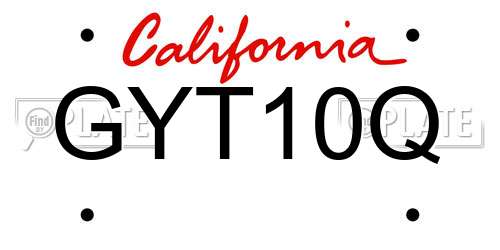 GYT10Q California License Plate
