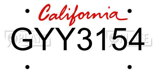 GYY3154 California License Plate