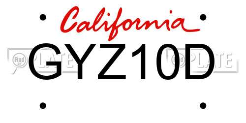 GYZ10D California License Plate