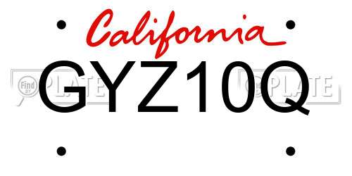 GYZ10Q California License Plate