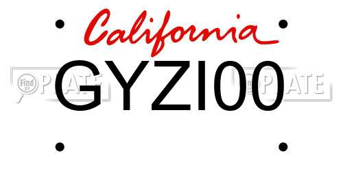 GYZI00 California License Plate
