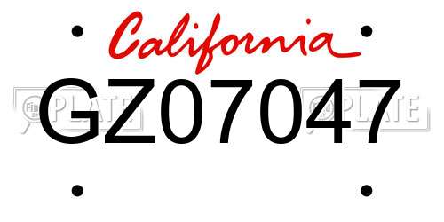 GZ07047 California License Plate
