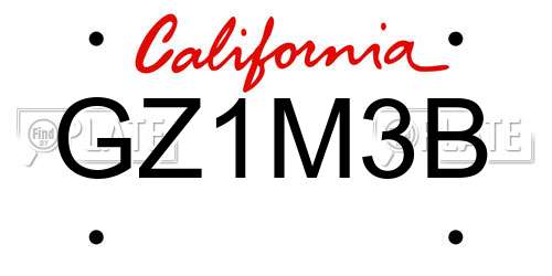 GZ1M3B California License Plate