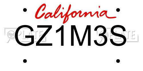 GZ1M3S California License Plate