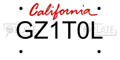 GZ1T0L California License Plate