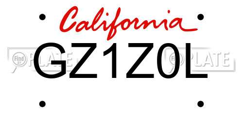 GZ1Z0L California License Plate