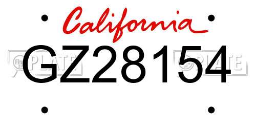 GZ28154 California License Plate