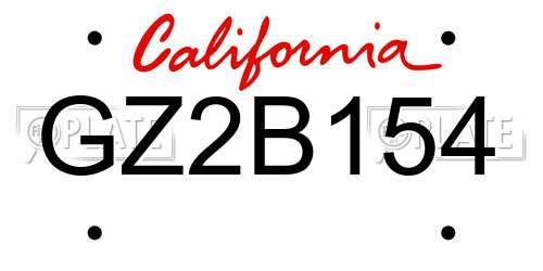 GZ2B154 California License Plate