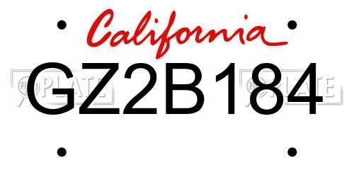 GZ2B184 California License Plate