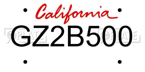 GZ2B500 California License Plate