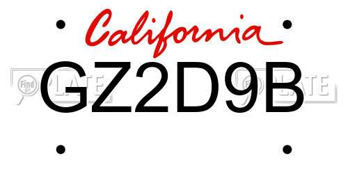GZ2D9B California License Plate