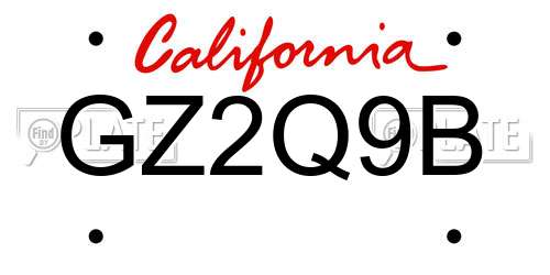 GZ2Q9B California License Plate
