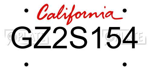 GZ2S154 California License Plate