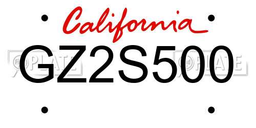 GZ2S500 California License Plate