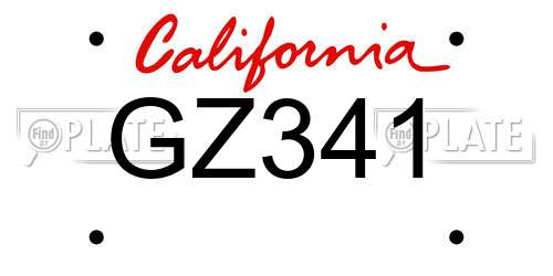 GZ341 California License Plate