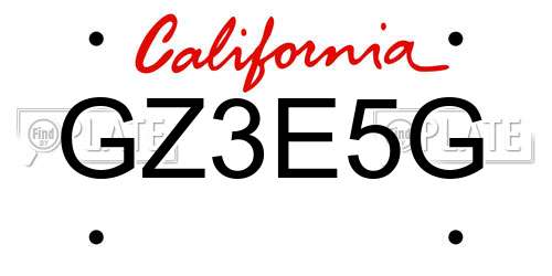 GZ3E5G California License Plate