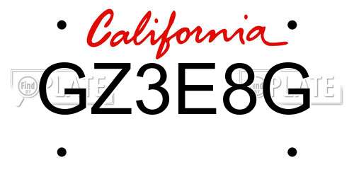 GZ3E8G California License Plate