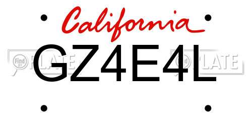 GZ4E4L California License Plate