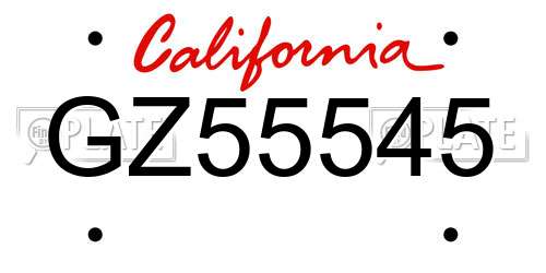 GZ55545 California License Plate