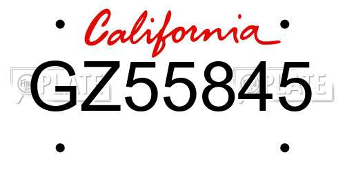 GZ55845 California License Plate