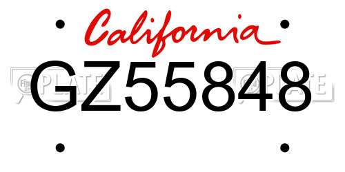 GZ55848 California License Plate