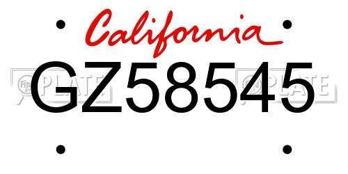 GZ58545 California License Plate