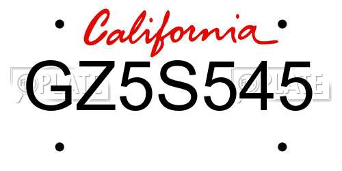 GZ5S545 California License Plate