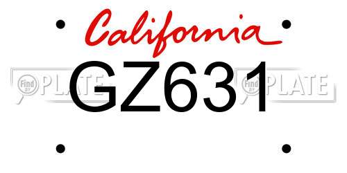 GZ631 California License Plate