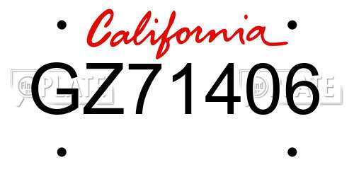GZ71406 California License Plate