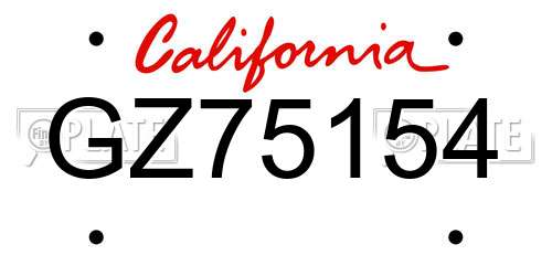 GZ75154 California License Plate
