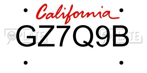GZ7Q9B California License Plate