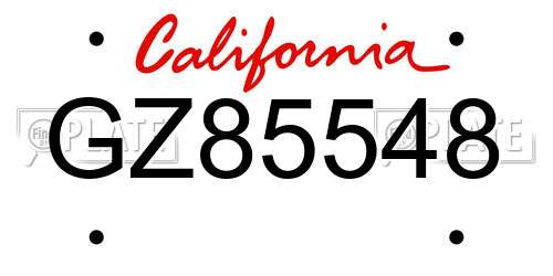 GZ85548 California License Plate