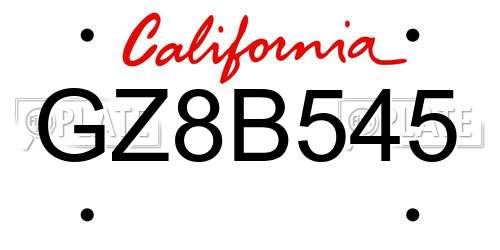 GZ8B545 California License Plate