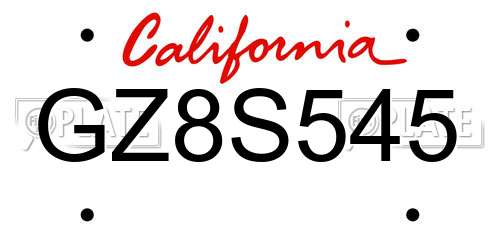 GZ8S545 California License Plate