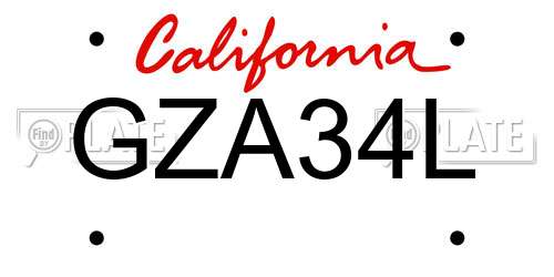 GZA34L California License Plate