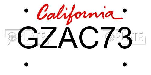 GZAC73 California License Plate