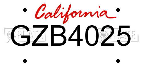 GZB4025 California License Plate