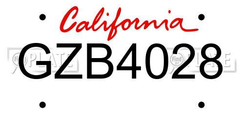 GZB4028 California License Plate
