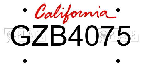 GZB4075 California License Plate