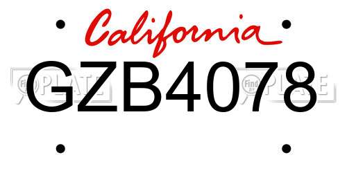 GZB4078 California License Plate