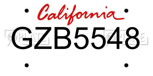 GZB5548 California License Plate