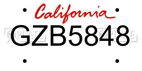 GZB5848 California License Plate