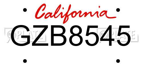 GZB8545 California License Plate